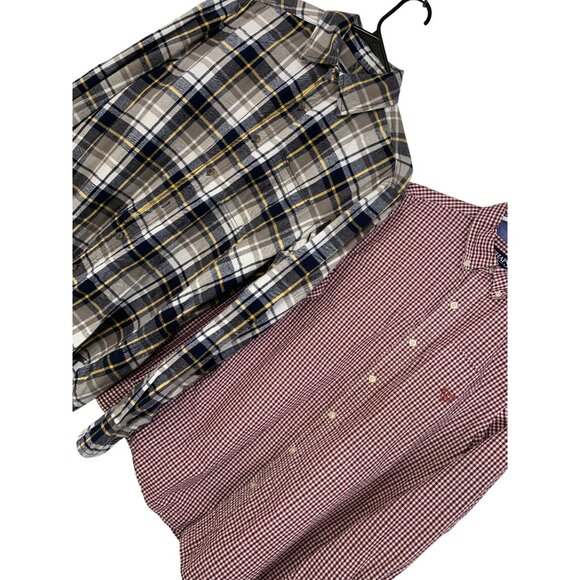 Lot of 2 Chaps Red & Faded Glory Plaid Flannel Button-Up Shirts S GUC 8870 - Picture 1 of 13